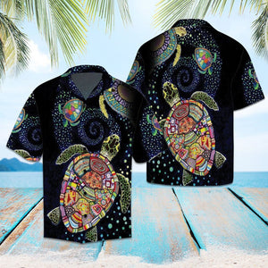 Appealing Boho Turtle In Black Design Hawaiian Shirt, Hawaiian For Gift