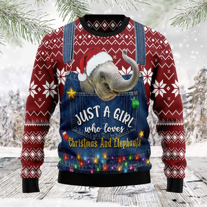 Just A Girl Who Loves Christmas And Elephants Ugly Christmas Sweater,Christmas Ugly Sweater,Christmas Gift,Gift Christmas 2022