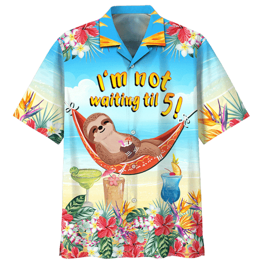 Sloth ina luí ar phatrún hammock Léine haváí, bronntanas Léine haváíais, bronntanas Nollag