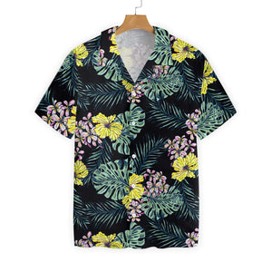 Yellow Flower And Leaves 06 Design Hawaiian Shirt, Hwaiian For Gift