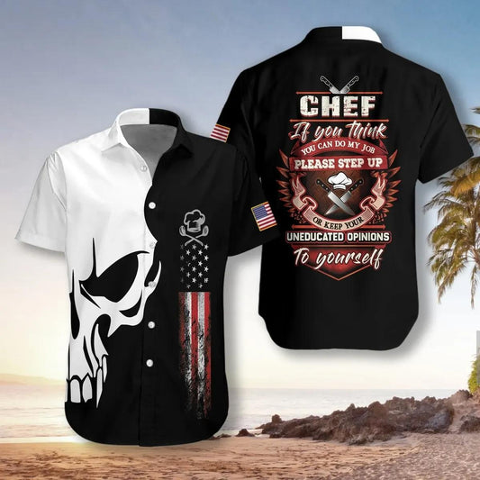 Chef Proud Skull Hawaiian Aloha Shirt Unisex Shorts Sleeve Colorful Hawaiian Shorts Beach Short Sleeve_Hawaiian Shirt Gift, Christmas Gift
