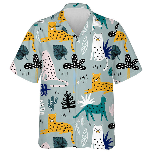 Ainmhí le Brainse Pailme Liopard agus Cúlra Trópaiceach Léine Haváí, Bronntanas Léine Haváís, Bronntanas Nollag