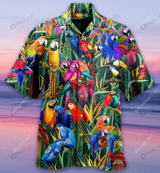 Parrot Tropical iontach Léine Haváís Unisex, Bronntanas Léine Haváís, Bronntanas Nollag