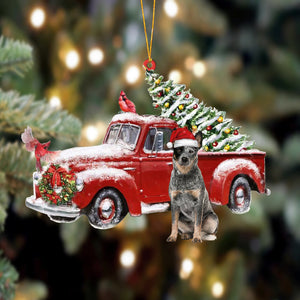 Australian Cattle Dog-Cardinal & Truck Two Sided Christmas Plastic Hanging Ornament, Christmas Ornament Gift, Christmas Gift, Christmas Decoration