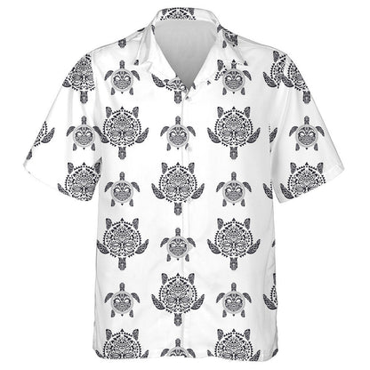 Marine Life Withsea Turtles Polynesian Tribal Hawaiian Shirt, Hawaiian Shirt Gift, Christmas Gift