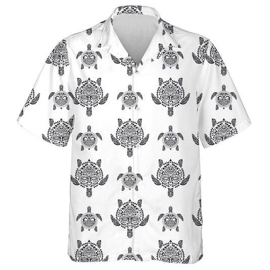 Marine Life Withsea Turtles Polynesian Tribal Hawaiian Shirt, Hawaiian Shirt Gift, Christmas Gift