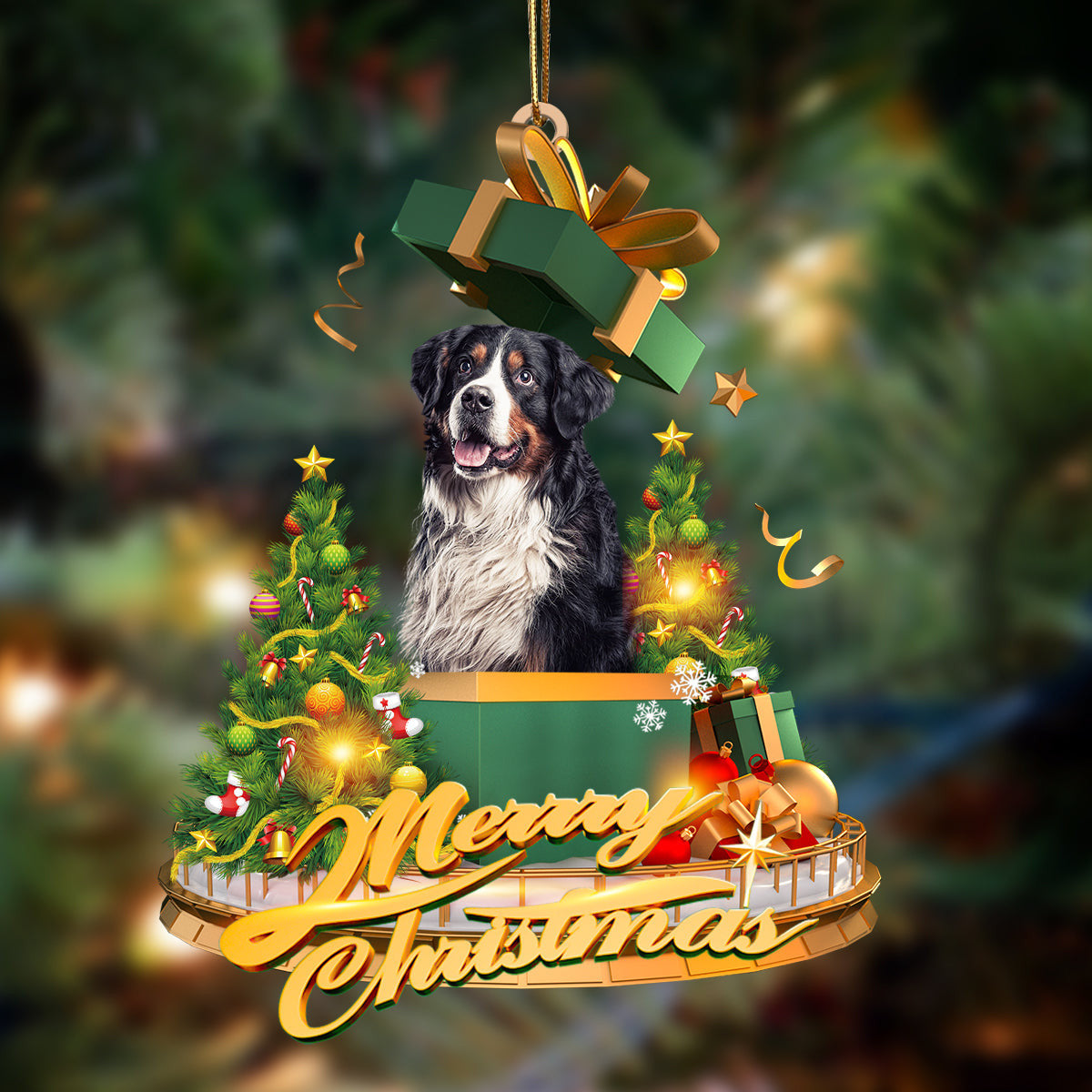 Bernese Mountain-Christmas Gifts & dogs Hanging Christmas Plastic Hanging Ornament, Christmas Ornament Gift, Christmas Gift, Christmas Decoration