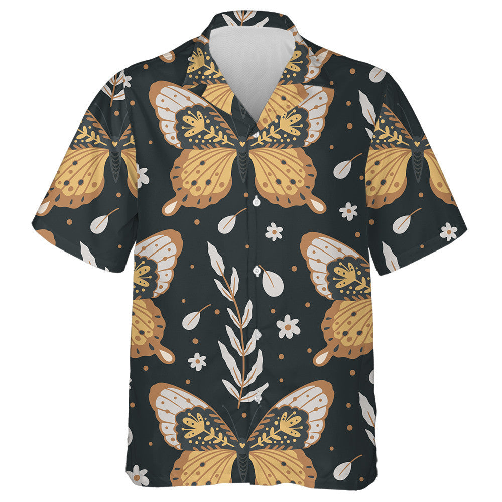 Moth Flower And Leaves Night Butterfly Nature Hawaiian Shirt, Hawaiian Shirt Gift, Christmas Gift
