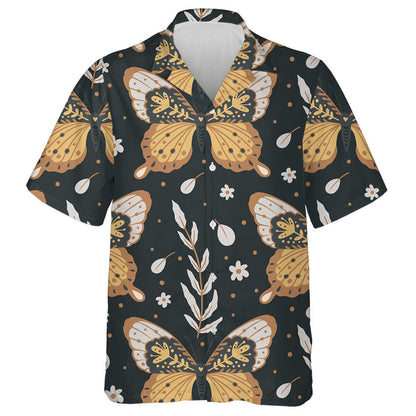Moth Flower And Leaves Night Butterfly Nature Hawaiian Shirt, Hawaiian Shirt Gift, Christmas Gift