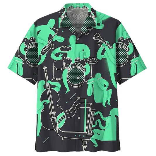 Green Drum Background Design Hawaiian Shirt,Hawaiian Shirt Gift, Christmas Gift