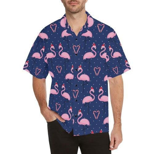 Flamingo In Santa Hat On Christmas Holiday Hawaiian Shirt, Hawaiian Shirt Gift, Christmas Gift