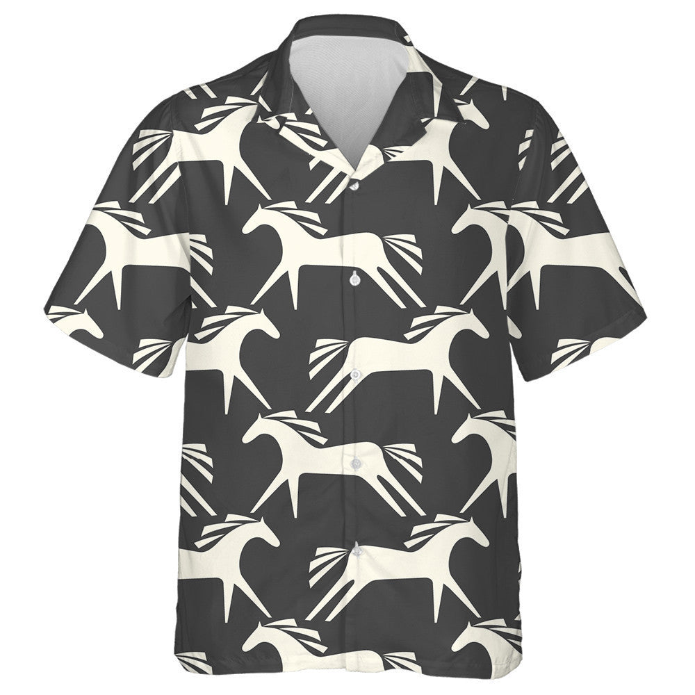 Capaill Bhána Cartúin Ar Chúlra Dubh Léine Haváí, Haváí Don Bronntanas