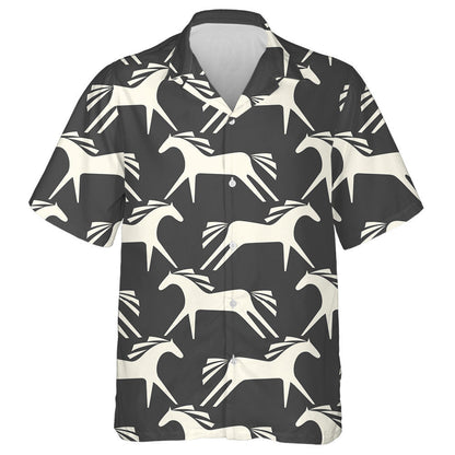 Capaill Bhána Cartúin Ar Chúlra Dubh Léine Haváí, Haváí Don Bronntanas