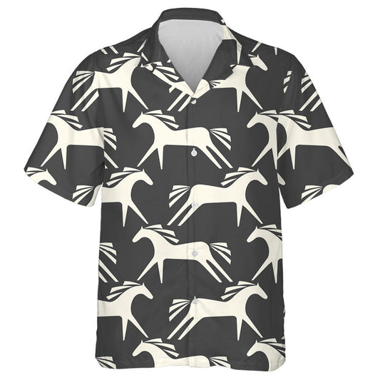 Capaill Bhána Cartúin Ar Chúlra Dubh Léine Haváí, Haváí Don Bronntanas