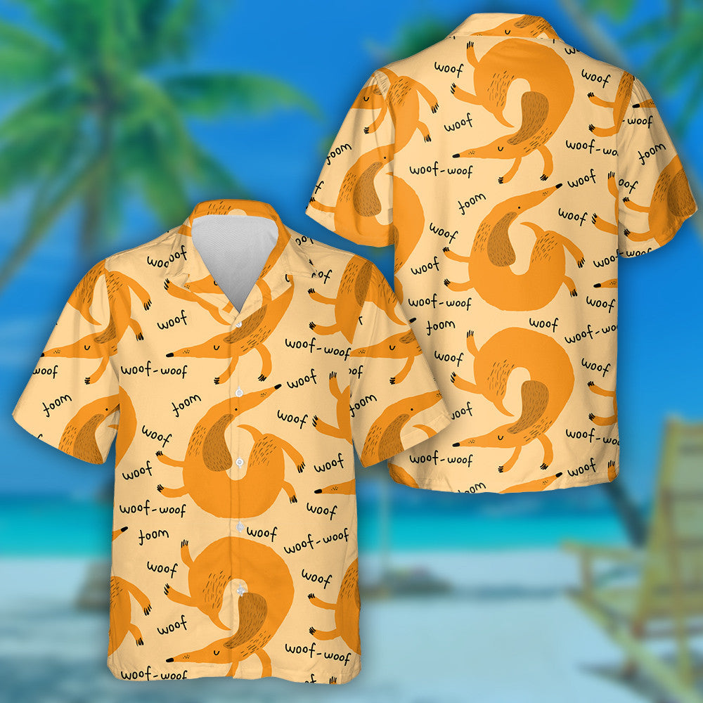 Watercolor Summer Dachshund Dog Woof Woof Hawaiian Shirt, Hawaiian Shirt Gift, Christmas Gift