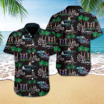 Skeleton Beach At Night Design Hawaiian Shirt,Hawaiian Shirt Gift, Christmas Gift