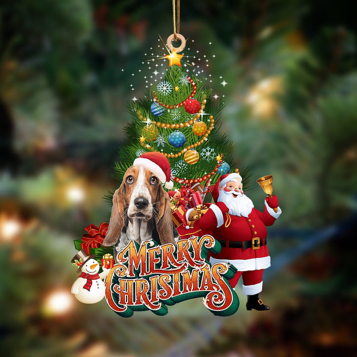 Basset Hound-Christmas Tree&Dog Hanging Christmas Plastic Hanging Ornament, Christmas Ornament Gift, Christmas Gift, Christmas Decoration