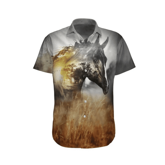 Warriors Horse Watercolor Design Hawaiian Shirt, Hwaiian For Gift