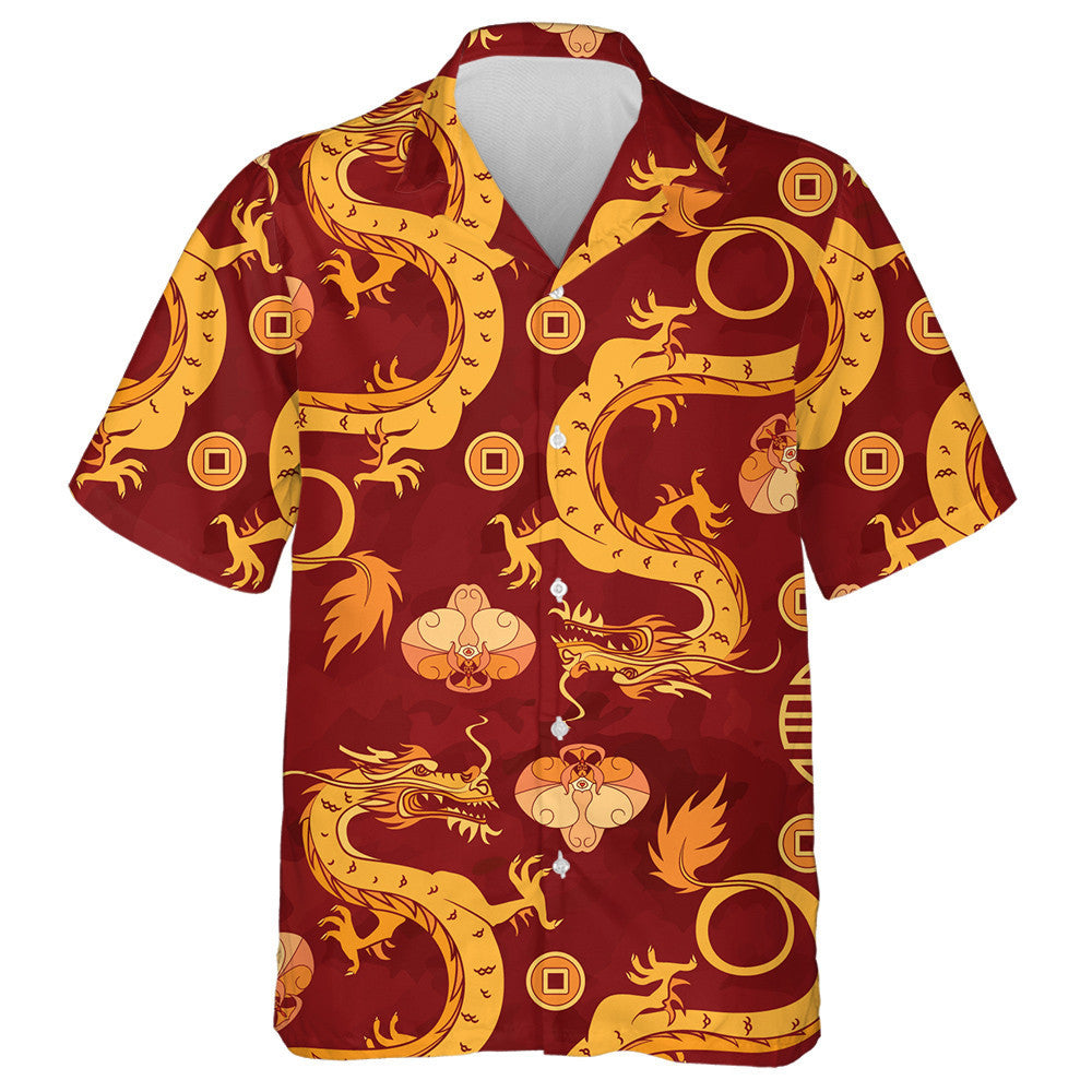 Dragain Óir Agus Magairlíní Léine Haváí Ornáid Síneach, Bronntanas Léine Haváí, Bronntanas Nollag