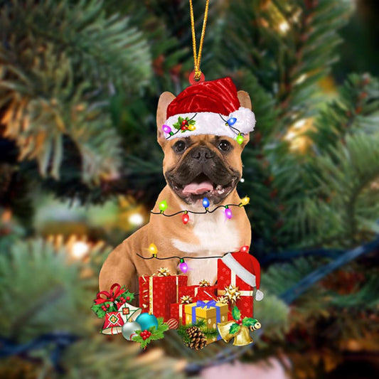brown French Bulldog-Dog Be Christmas Tree Hanging Christmas Plastic Hanging Ornament, Happy Christmas Ornament, Christmas Gift, Christmas Decoration