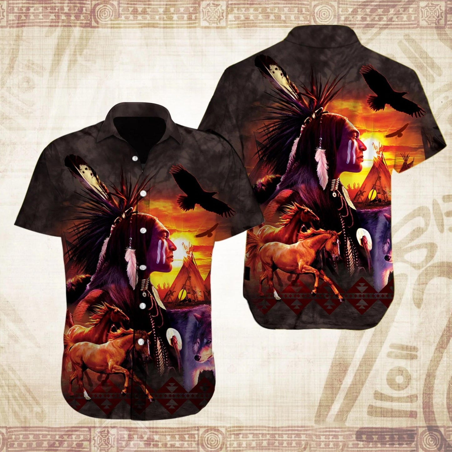 Native American Horse Eagle Spirit Hawaiian Shirt,Hawaiian Shirt Gift, Christmas Gift