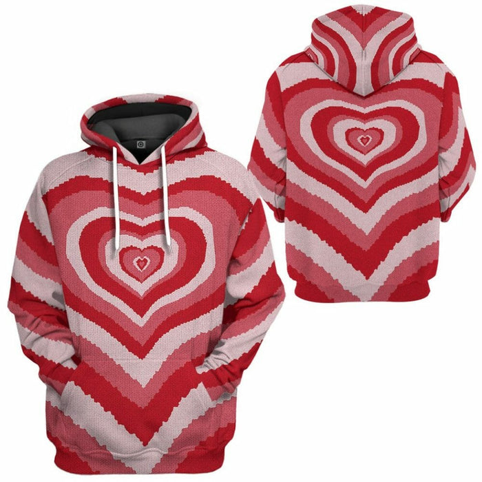 3D Red Heart Wave Custom Sweater