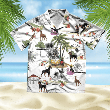 Doberman Pinscher Beach Style Pretty Ornamental Hawaiian Shirt,Hawaiian Shirt Gift, Christmas Gift