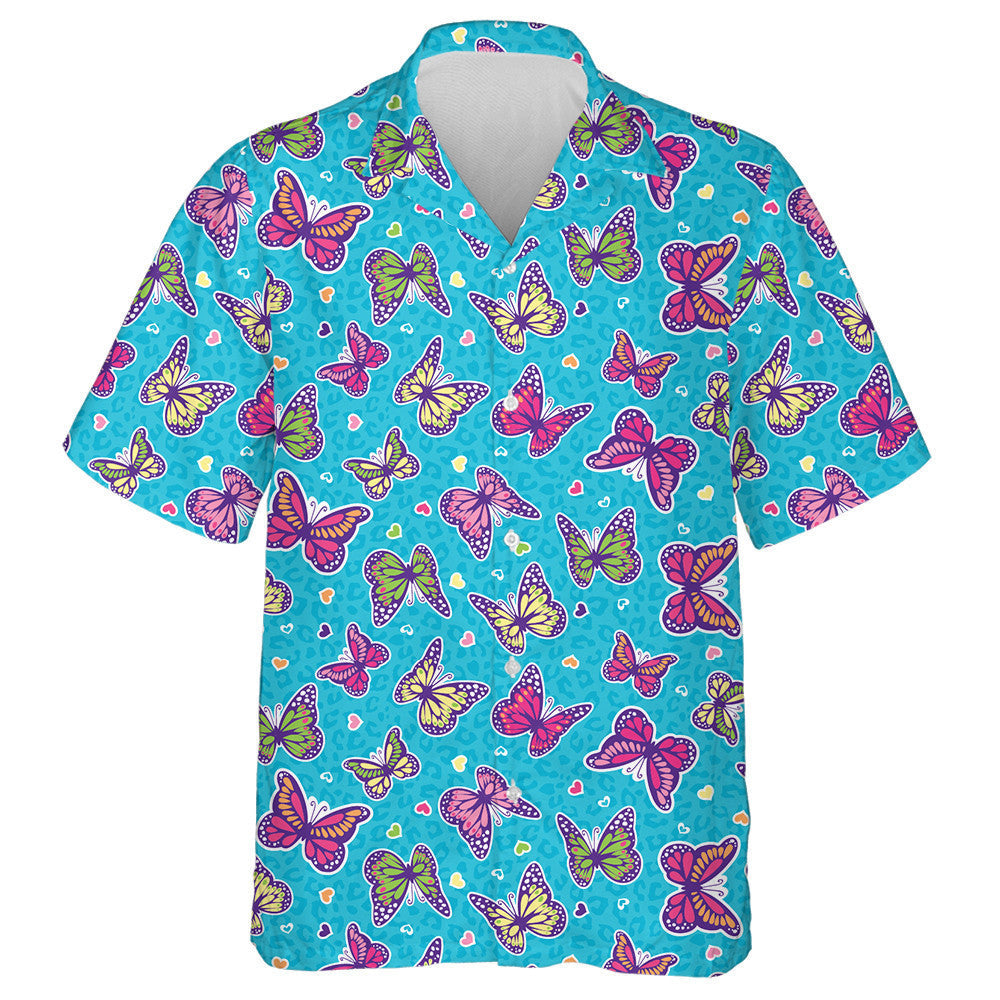 Téama Croí Beag Agus Féileacán ar Léine Haváís Gorm Liopard, Bronntanas Léine Haváíais, Bronntanas Nollag