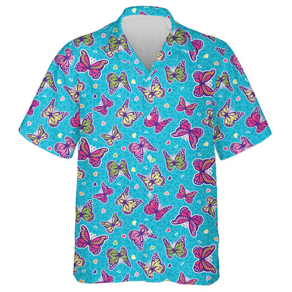 Téama Croí Beag Agus Féileacán ar Léine Haváís Gorm Liopard, Bronntanas Léine Haváíais, Bronntanas Nollag