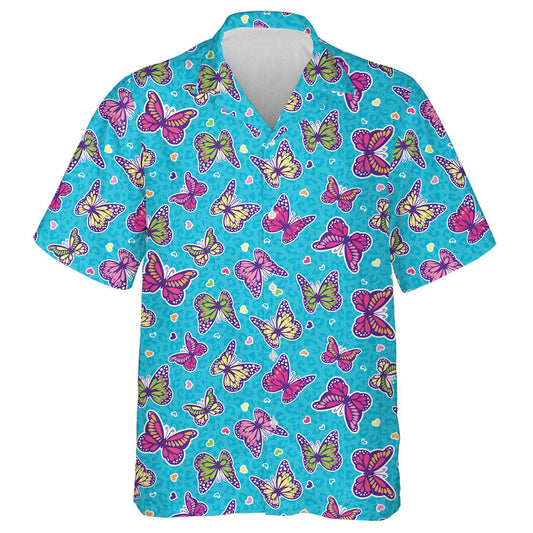 Téama Croí Beag Agus Féileacán ar Léine Haváís Gorm Liopard, Bronntanas Léine Haváíais, Bronntanas Nollag