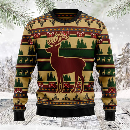 Deer Pattern unisex womens & mens, couples matching, friends, deer lover, funny family ugly christmas holiday sweater gifts, Christmas Ugly Sweater