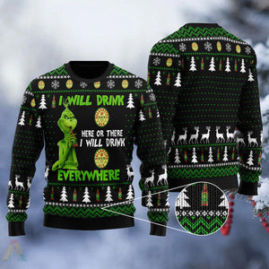 I Will Drink Ballantine XXX Ale Everywhere Ugly Christmas Sweater, Christmas Ugly Sweater,Christmas Gift,Gift Christmas 2022