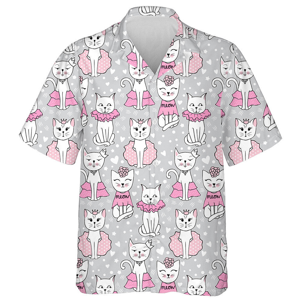 Funny Cat Stylish Cartoon Animals Background Hawaiian Shirt, Hawaiian Shirt Gift, Christmas Gift