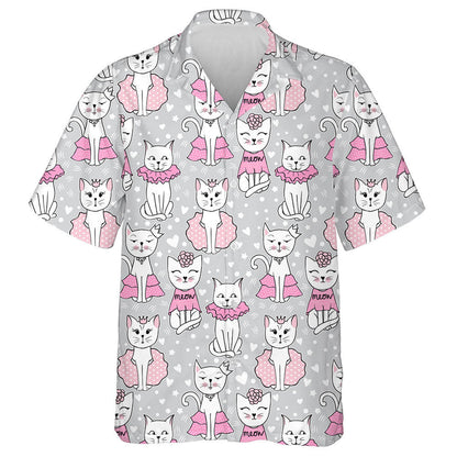 Funny Cat Stylish Cartoon Animals Background Hawaiian Shirt, Hawaiian Shirt Gift, Christmas Gift