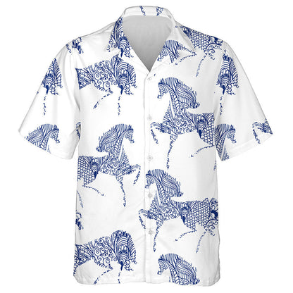 Hand Drawn With Horse And Flora Festive Hawaiian Shirt, Hawaiian Shirt Gift, Christmas Gift