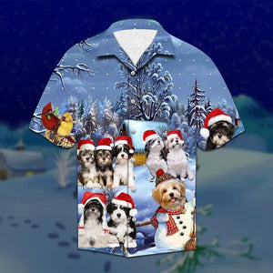 Cute Havanese In Dark Forest Merry Christmas Hawaiian Shirt, Hawaiian Shirt Gift, Christmas Gift