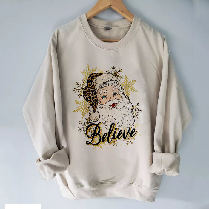 Santa believe Sweatshirt, Christmas Shirt, Christmas Sweatshirt Cute, Christmas Winter Sweatshirt