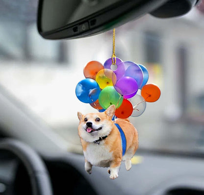 Corgi Fly with Bubbles 2 sides Ornament, Home Decor Plastic Ornament, Christmas Gift, Christmas Decoration