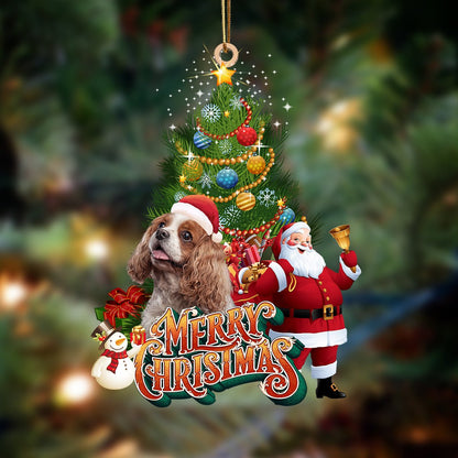 Cavalier King Spaniel-Christmas Tree & Dog Hanging Christmas Plastic Hanging Ornament, Happy Christmas Ornament, Christmas Gift, Christmas Decoration