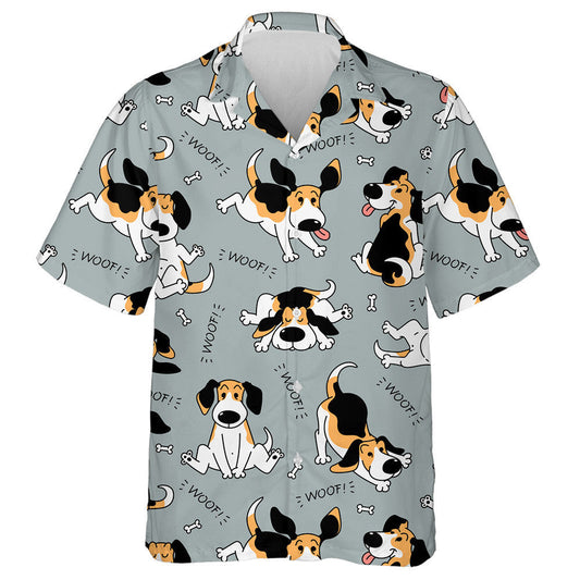 Madra Gníomhach Beagle Greannmhar I Stíl Sceitse Cartúin Léine Haváís, Bronntanas Léine Haváíais, Bronntanas Nollag