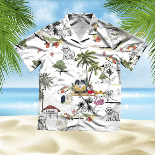 Maltese Beach Style Pretty Ornamental Hawaiian Shirt,Hawaiian Shirt Gift, Christmas Gift