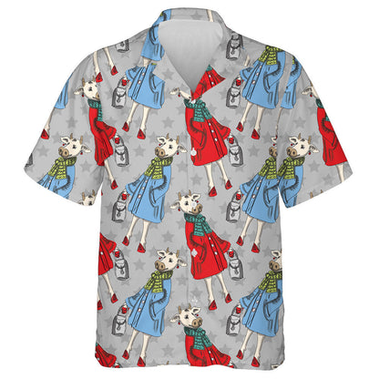 Bó Greannmhar Cóirithe Le Cóta Scarf Agus Mála Léine Haváí, Bronntanas Léine Haváís, Bronntanas Nollag