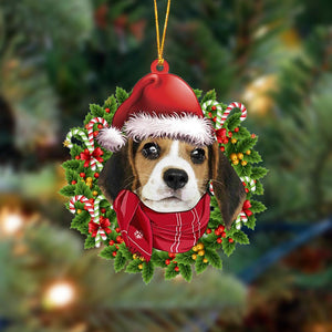 Beagle 1-Xmas Bandana Hanging Christmas Plastic Hanging Ornament, Christmas Ornament Gift, Christmas Gift, Christmas Decoration