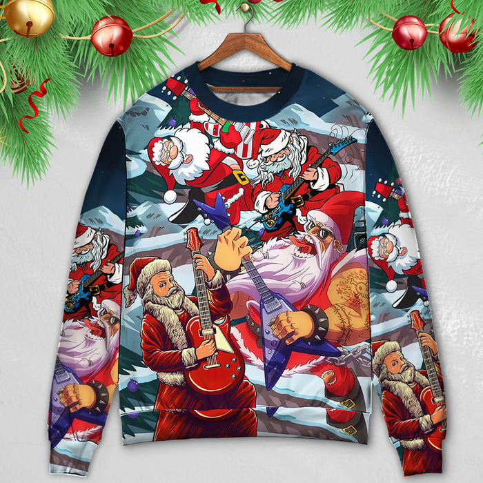 Christmas Santa With Electric Guitar Ugly Christmas Sweater, Christmas Gift, Gift Christmas 2024