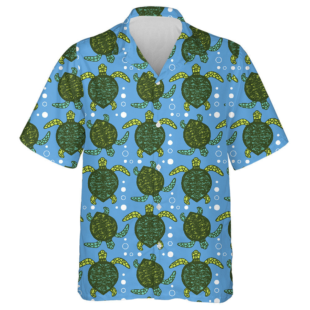 Small Green Turtles On Yellow Background Hawaiian Shirt,Hawaiian Shirt Gift, Christmas Gift