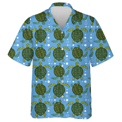 Small Green Turtles On Yellow Background Hawaiian Shirt,Hawaiian Shirt Gift, Christmas Gift