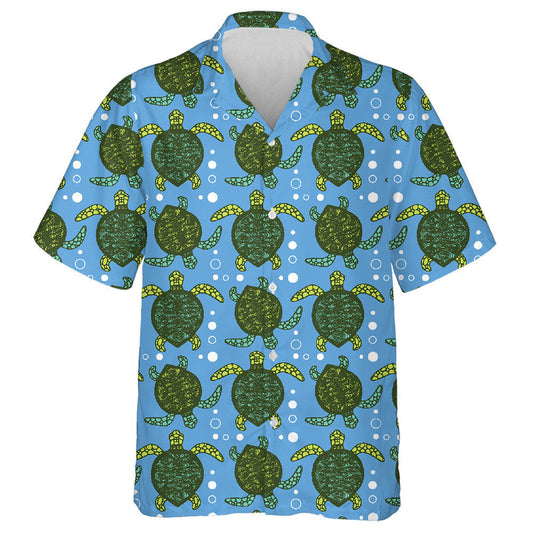 Small Green Turtles On Yellow Background Hawaiian Shirt,Hawaiian Shirt Gift, Christmas Gift
