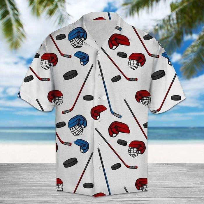 Amazing Hockey Love Red And Blue Design Hawaiian Shirt, Hawaiian Shirt Gift, Christmas Gift