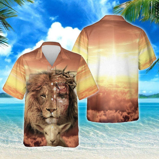 Cool Jesus Is Risen Lion Design Hawaiian Shirt,Hawaiian Shirt Gift, Christmas Gift