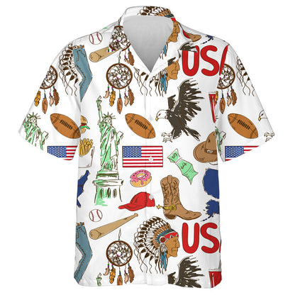 Siombalachas Sceitse Dathúil Spraoi Mheiriceá ar Chúlra Bán Léine Haváís, Bronntanas Léine Haváíais, Bronntanas Nollag